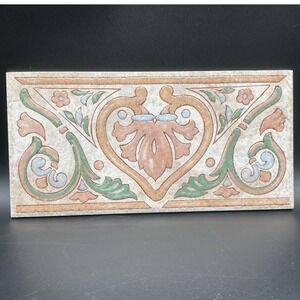 Italian Decorative Ceramic Wall Tile 6″×12″ Scroll Floral Accent Made in‎ Italy
